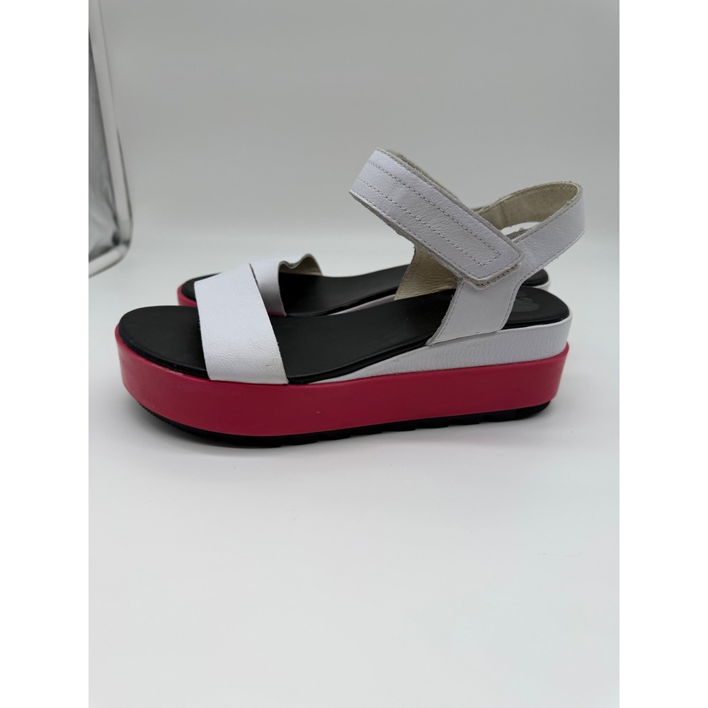 Sorel Kinetic Impact Y-Strap High Platform Sandals White Pink Size 8.5 - Picture 4 of 9